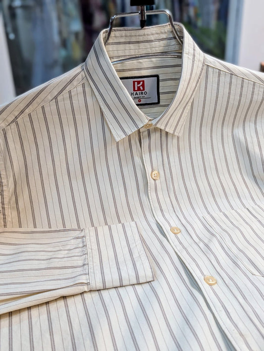 Cream and Ash stripe full sleeve shirt.