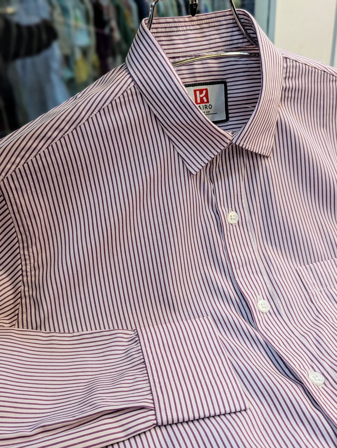 Purple stripe full sleeve shirt.